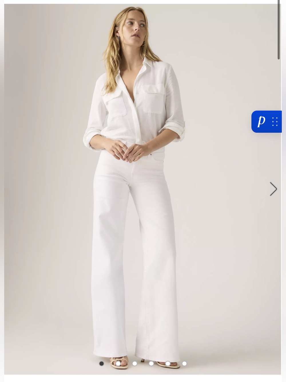 NWT Levi’s Women’s 318 Shaping Wide Leg Jeans Size 27 X 30 Clean White Mid Rise